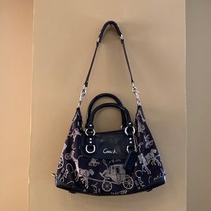 Coach Horse and Carriage logo satchel Black and Tan